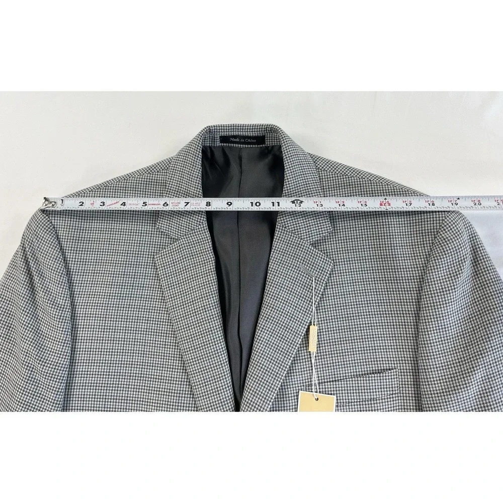 NWT Michael Kors Men's 44R Classic Fit Sport Coat Blazer Grey Black Houndstooth